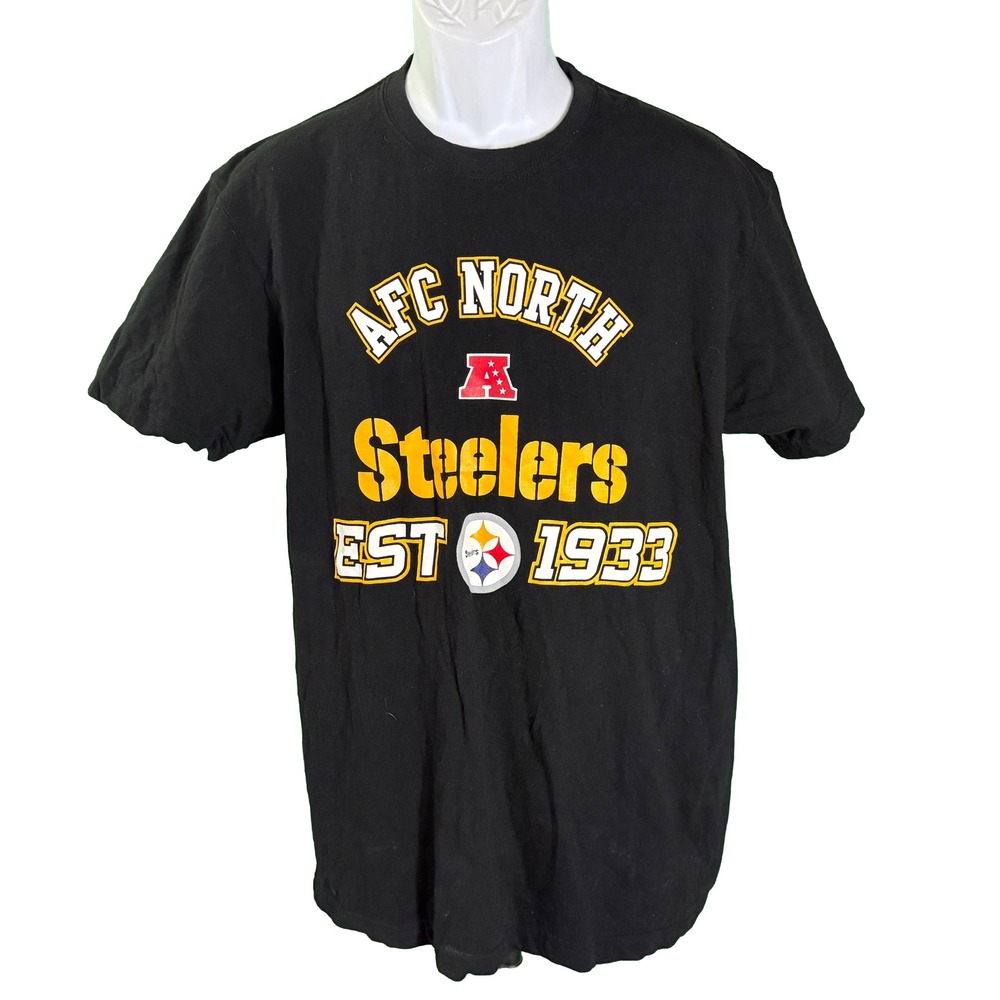 NFL Team Apparel T-Shirt Mens Large Black Steelers AFC North EST 1933 Graphic